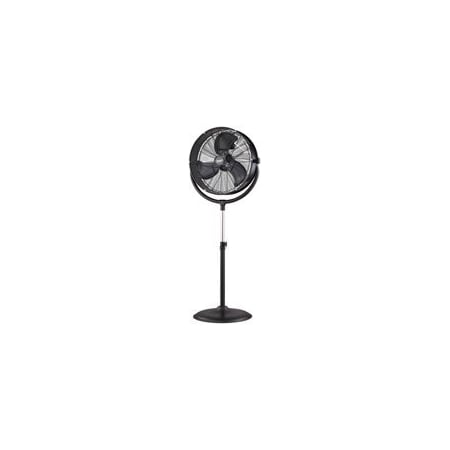 PowerZone FES50-T2 Pedestal Fan With Drum/Stand, 3-Blade, 3-Speed, 120 V, Black